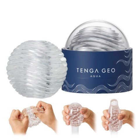 Tenga GEO AQUA - Przezroczysta maszyna intymna z falistą teksturą, 10,8 cm