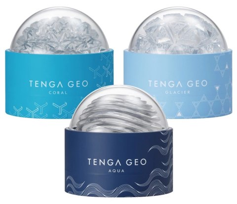 Tenga GEO AQUA - Przezroczysta maszyna intymna z falistą teksturą, 10,8 cm
