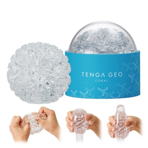 Tenga GEO CORAL - transparentna maszyna intymna z teksturą koralową
