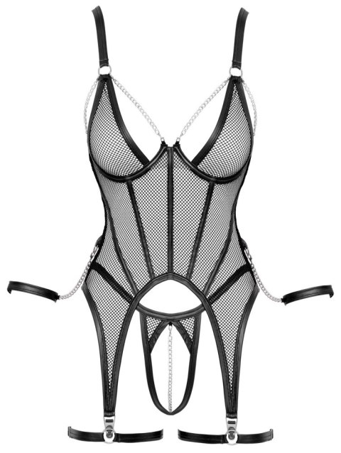 Cottelli BONDAGE Basque Bondage M - komplet siateczkowy z kajdankami