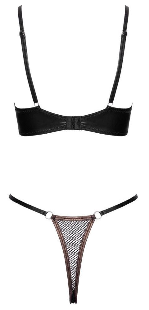 Cottelli LINGERIE Bra Set Net M czarny z miedzianymi akcentami
