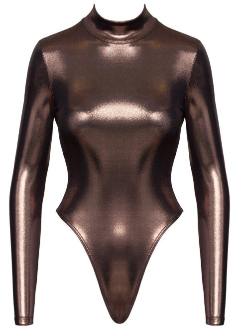 Cottelli PARTY Body long sleeve M rożowo-złoty połysk, wysoki stan