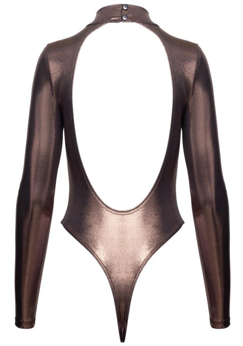 Cottelli PARTY Body long sleeve M rożowo-złoty połysk, wysoki stan