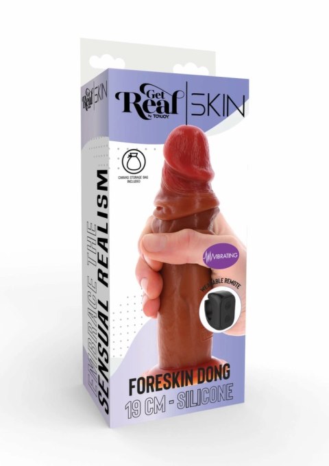Foreskin Dong Vibrating Silicone 19 cm - model z ruchomą powierzchnią i wibracją