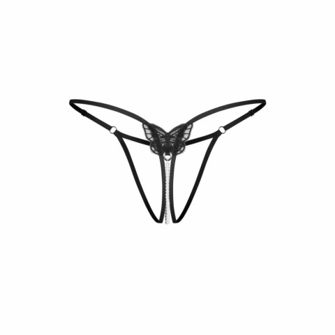 Obsessive Isseme Crotchless Thong czarny z ozdobnymi koralikami L/XL