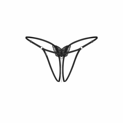 Obsessive Isseme Crotchless Thong czarny z ozdobnymi koralikami L/XL