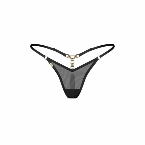 Obsessive Lopelly Thong Black - eleganckie stringi z ozdobą, rozmiar uniwersalny 2XL/3XL