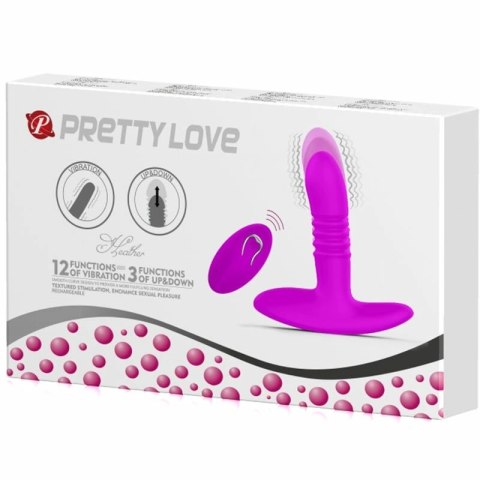 Pretty Love Heather - korek analny z funkcją ruchu gora-doł i wibracjami, czarny