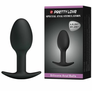 Pretty Love Korek silikonowy 6,5 cm czarny z ruchomą kulką