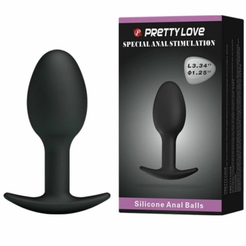 Pretty Love Korek silikonowy 6,5 cm czarny z ruchomą kulką