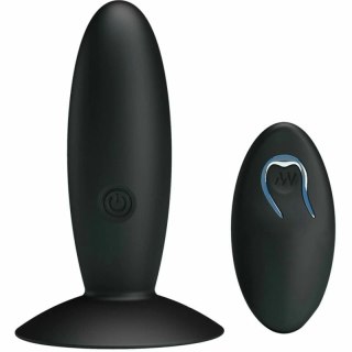 Pretty Love Plug wibrujący z pilotem, silikonowy, ładowany USB, czarny