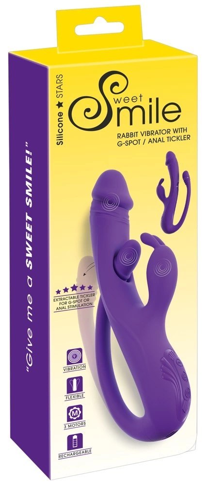 Sweet Smile Rabbit Vibe model G-Spot/Ana, silikonowy, 23 cm, fioletowy