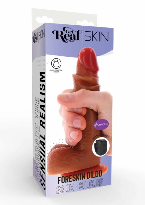 ToyJoy Foreskin Dildo Vibrating Silicone 23 cm - model z ruchomą powierzchnią i wibracjami