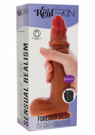 ToyJoy Foreskin Dildo Vibrating Silicone 25 cm - model z ruchomą powierzchnią i wibracjami