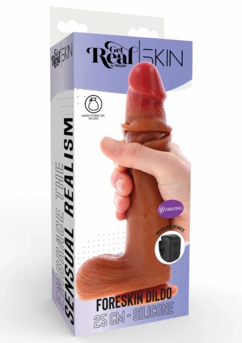 ToyJoy Foreskin Dildo Vibrating Silicone 25 cm - model z ruchomą powierzchnią i wibracjami