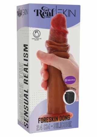 ToyJoy Foreskin Dong Wibrujący silikonowy 24 cm z ruchomą powierzchnią i pilotem