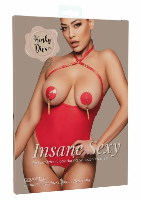 Kinky Diva Coquette Cupless & Crotchless Body - regulowany korpus z paskami