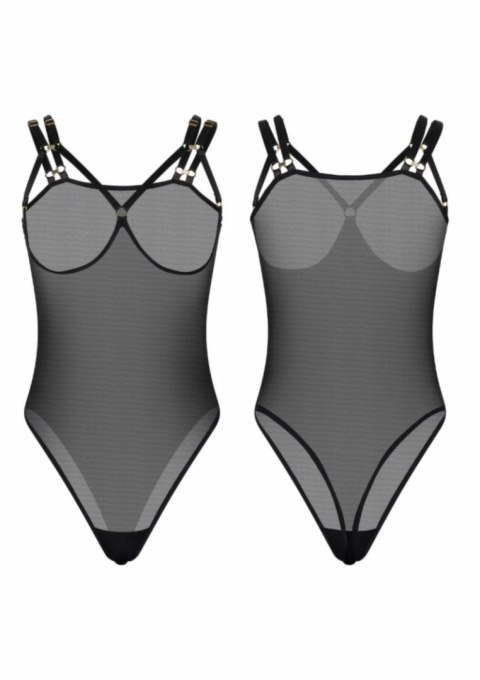 Kinky Diva Piquant Cupless Body Insane Sexy Collection - czarne, regulowane zapięcie
