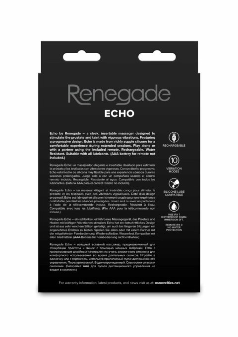 NS Novelties Renegade Echo Prostate Plug silikonowy masażer z pilotem czarny