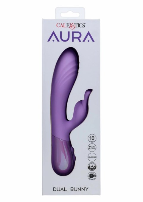 Aura Dual Bunny Vibrator silikonowy, 10 trybow, wodoodporny, fioletowy