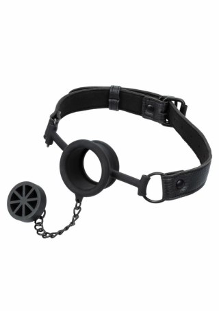 CalExotics Stopper Gag silikonowy z regulowanym paskiem czarny