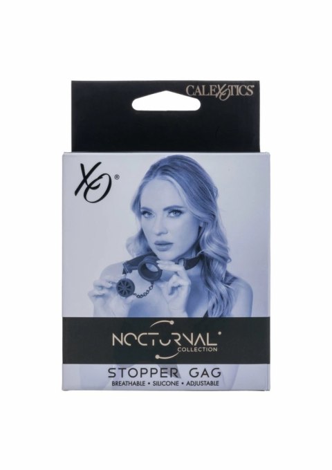 CalExotics Stopper Gag silikonowy z regulowanym paskiem czarny