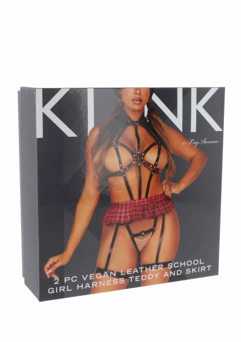 Leg Avenue Vegan Leather Harness z Kołnierzem i Spodnicą, regulowany S