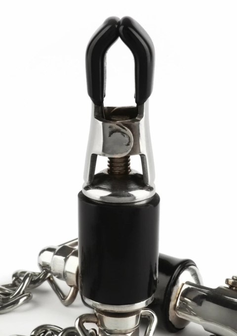Mr. Steel Barrel Tit Clamps z łańcuszkiem, regulowane, stalowe, 8713221840059