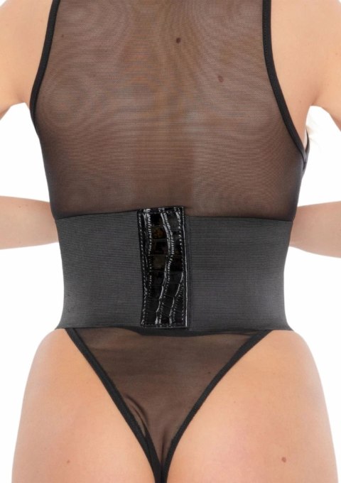 Croco Front Waist Cincher model z połyskiem, elastyczny pas, czarny S/M