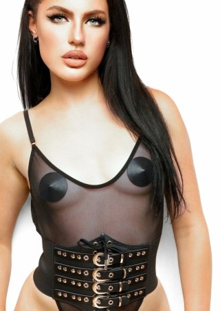 Kinky Diva Buckled Front Waist Cincher elastyczny pas modelujący czarny L/XL
