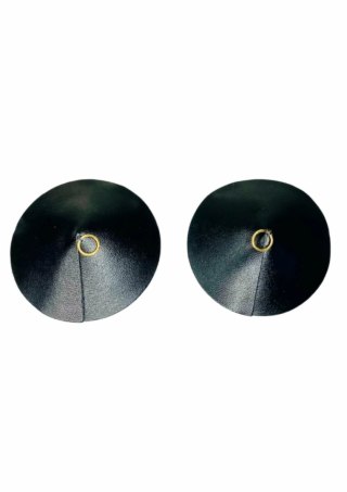 Kinky Diva PU Leather - Ozdobne nakładki na ciało z pierścieniem, czarne