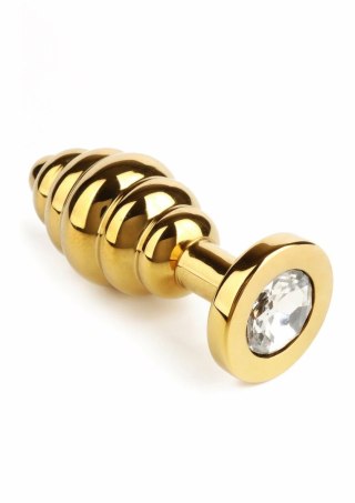 Mr. Steel Twister Medium - stalowy korek analny spiralny z kryształkiem