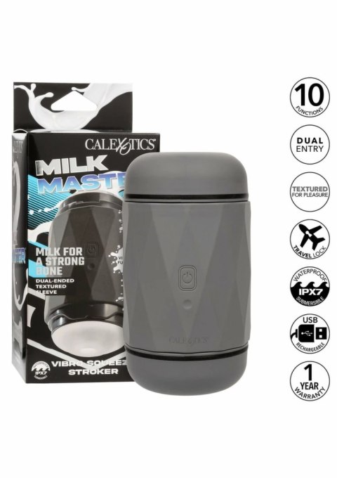 CalExotics Milk Master Vibro Squeeze - maszyna intymna z funkcją wibracji, dwustronna