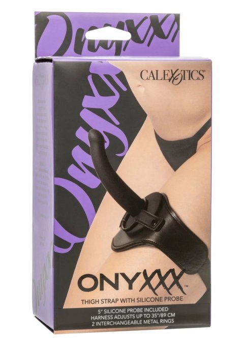 CalExotics Onyxxx Thigh Strap z silikonową sondą i regulacją, czarny, 5 cali