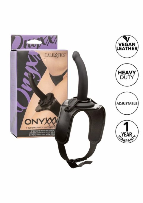 CalExotics Onyxxx Thigh Strap z silikonową sondą i regulacją, czarny, 5 cali