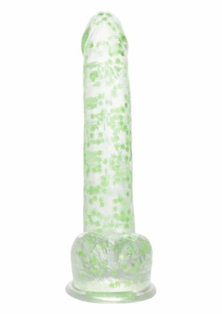CalExotics Naughty Bits I Leaf Dong 20 cm świecący, konfetti liści, przyssawka