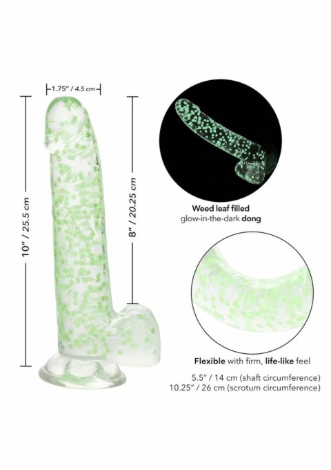 CalExotics Naughty Bits I Leaf Dong 20 cm świecący, konfetti liści, przyssawka