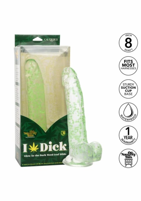CalExotics Naughty Bits I Leaf Dong 20 cm świecący, konfetti liści, przyssawka