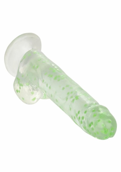 CalExotics Naughty Bits I Leaf Dong 20 cm świecący, konfetti liści, przyssawka