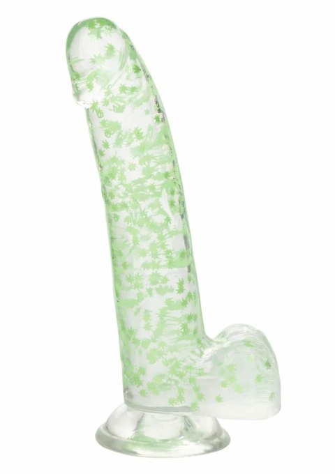 CalExotics Naughty Bits I Leaf Dong 20 cm świecący, konfetti liści, przyssawka