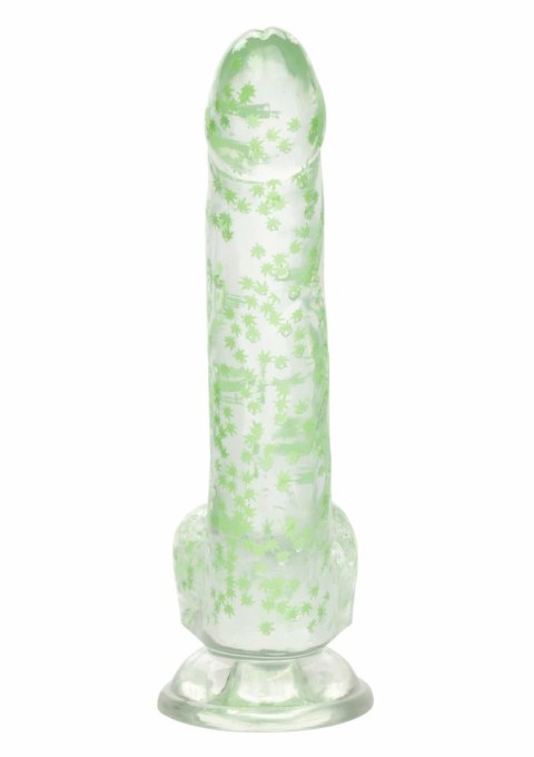 CalExotics Naughty Bits I Leaf Dong 20 cm świecący, konfetti liści, przyssawka
