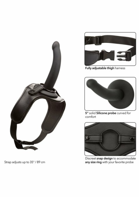 CalExotics Onyxxx Thigh Strap z silikonową sondą i regulacją, czarny, 5 cali