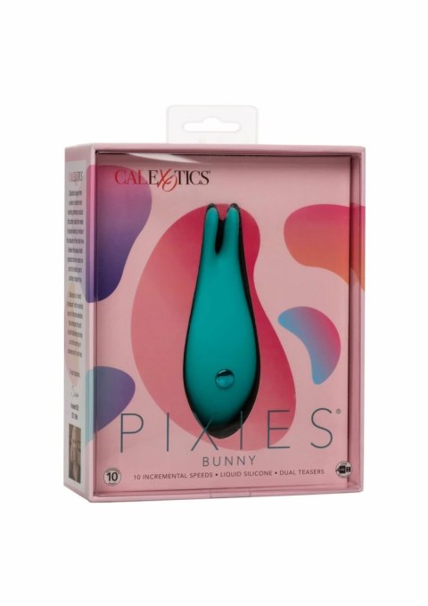 CalExotics Pixies Bunny silikonowy mini masażer dwustronny 10 trybow fioletowy