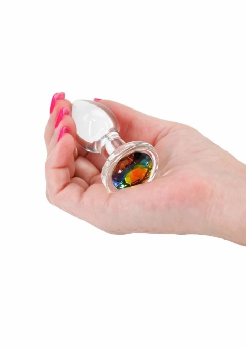 Crystal Desires Rainbow Gem Small - szklany korek z kolorowym kryształem