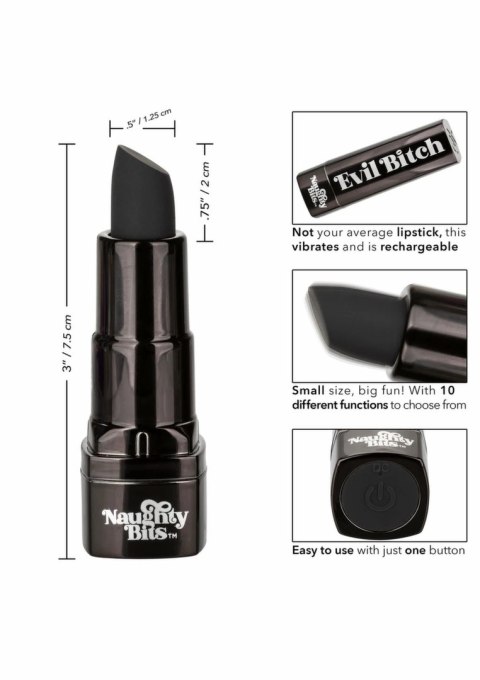 Evil Bitch Lipstick Vibrator mini masażer 10 trybow czarny 4 cale