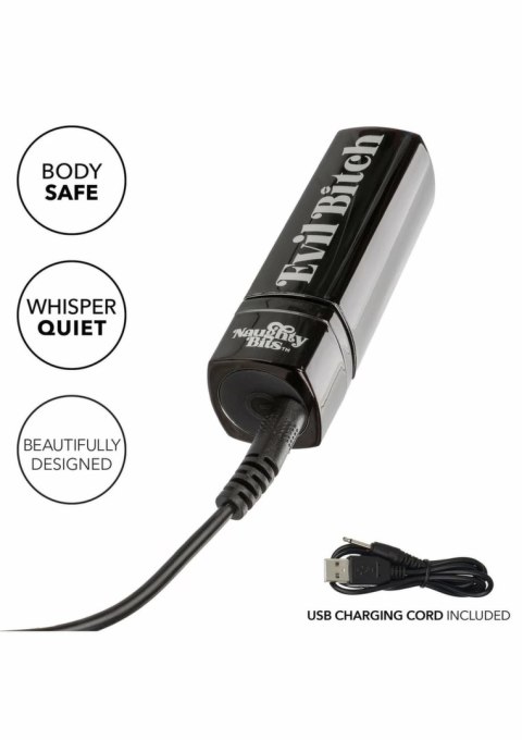 Evil Bitch Lipstick Vibrator mini masażer 10 trybow czarny 4 cale