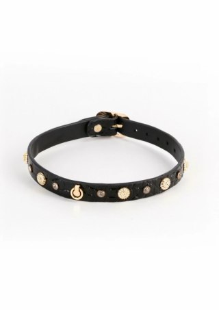Fetish & Fashion Alina Collar z kryształkami i złotymi zawieszkami, regulowany