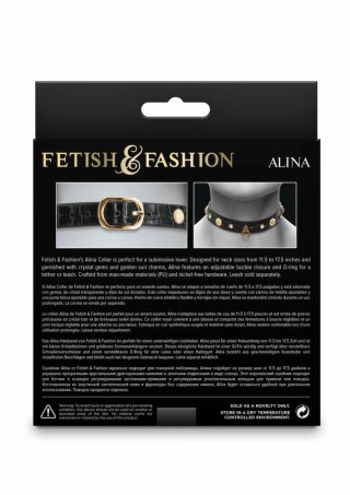 Fetish & Fashion Alina Collar z kryształkami i złotymi zawieszkami, regulowany