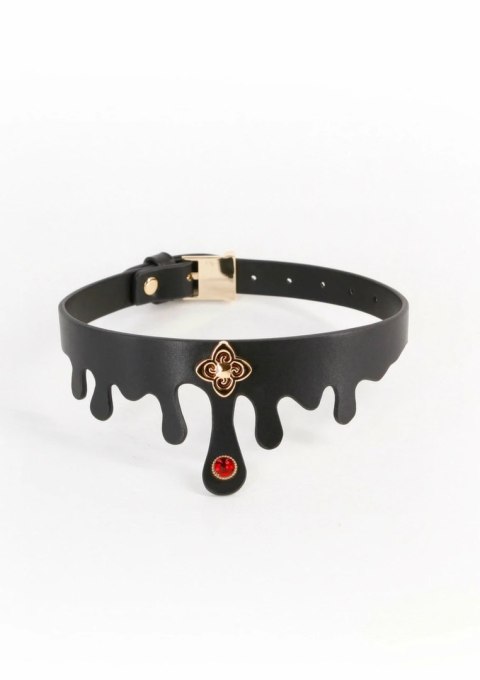 Fetish & Fashion Elvira Collar z ozdobnym rubinem i złotym detalem, regulowany