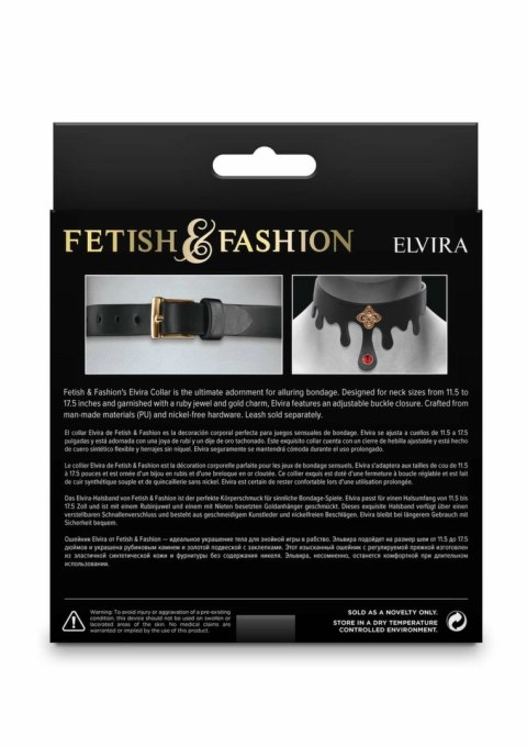 Fetish & Fashion Elvira Collar z ozdobnym rubinem i złotym detalem, regulowany